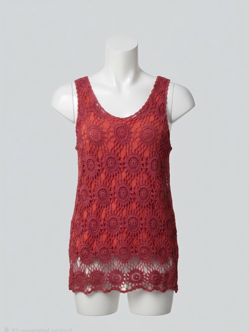 Joseph A - Red Crochet Lace Tank Top